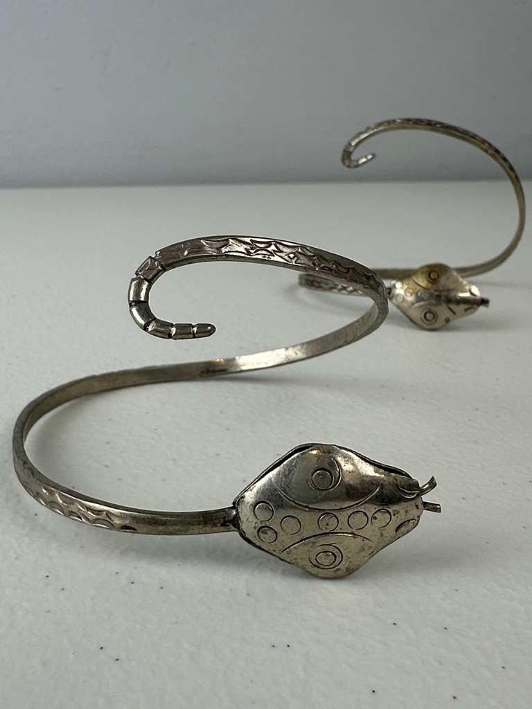 Snake Silver Tone Arm Cuffs Wrap Bracelets